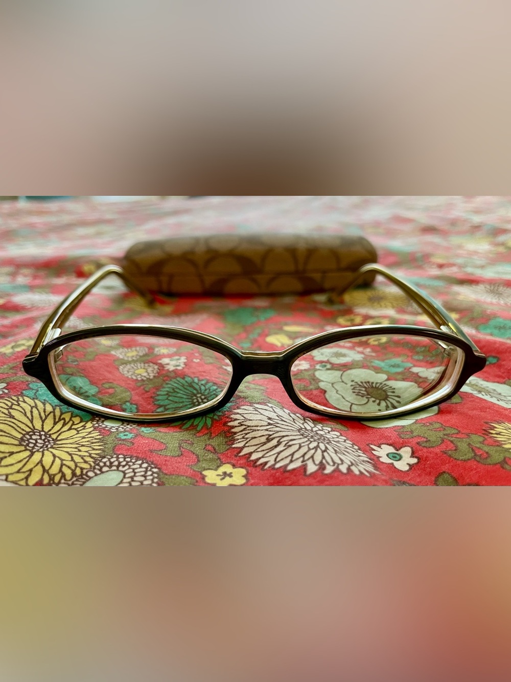 Coach Vintage Women's Green and Gold Oval Eyeglass Frames - Picture 3 of 6